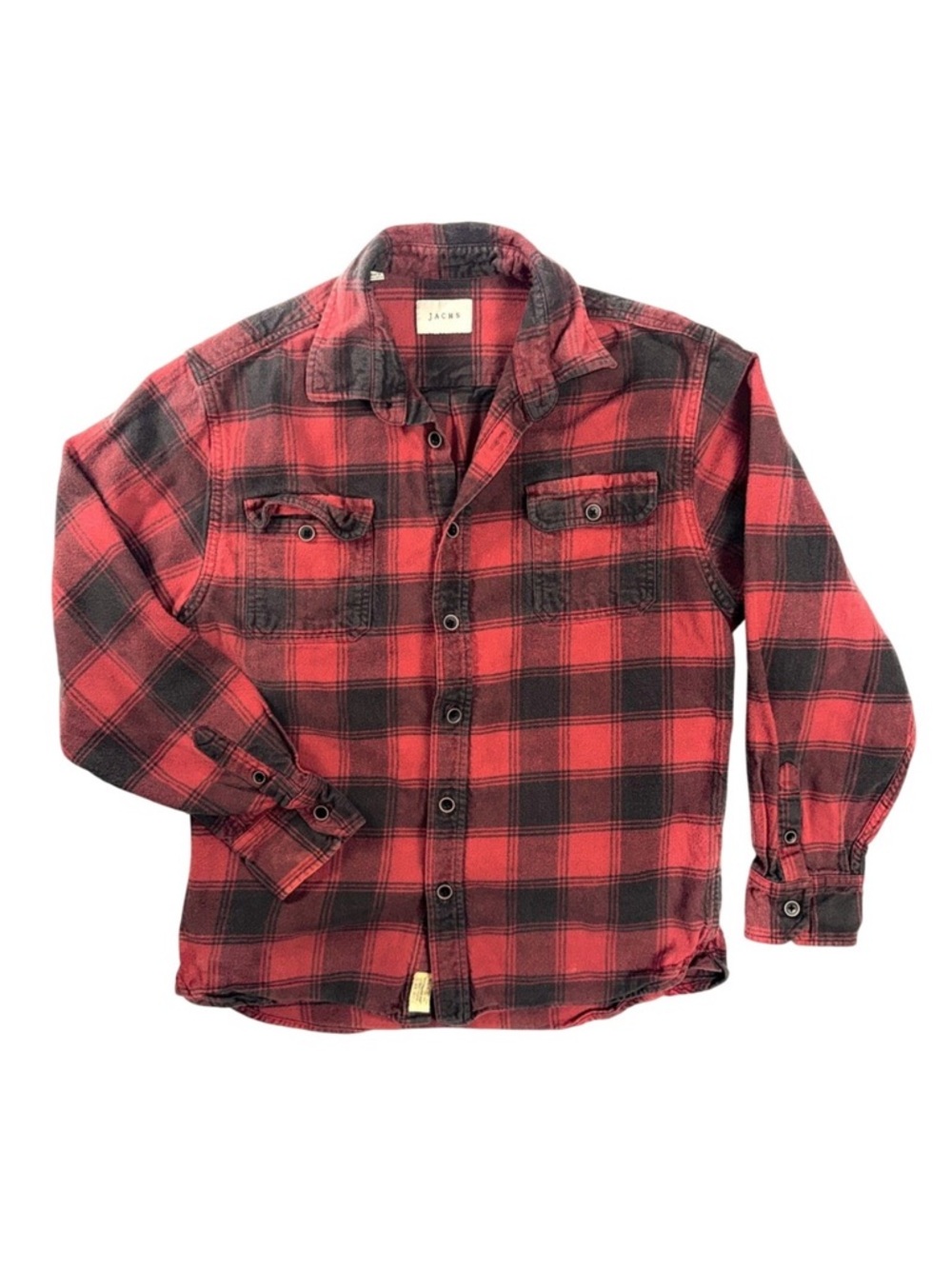 Jachs NY Mens Red Black Buffalo Plaid Cotton Flannel Button Down Shirt‎ Medium